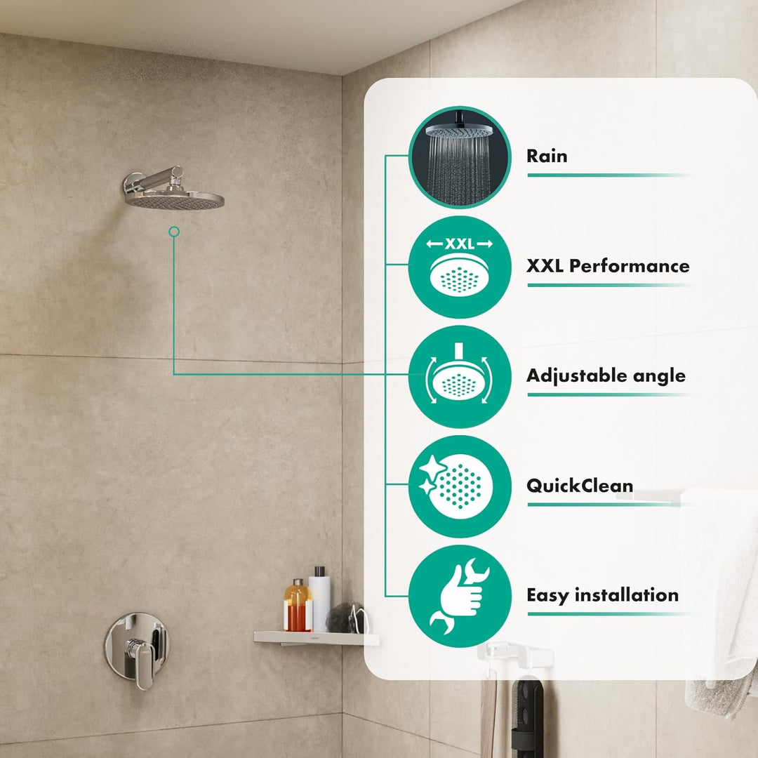 hansgrohe Vernis Blend - Kopfbrause, runde Duschbrause (205 mm), Regendusche mit 1 Strahlart für Wan