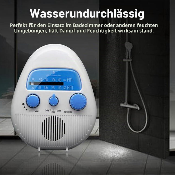 Tragbares AM FM Duschradio, Wasserdichtes Kabelloses Badezimmer FM Radio mit Eingebautem Lautspreche