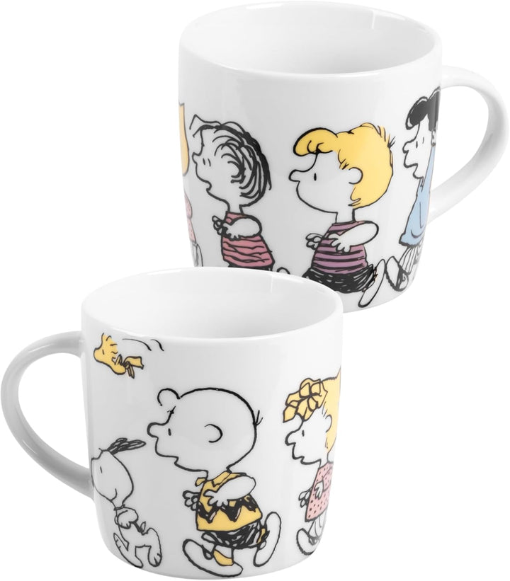 The Peanuts Frühstücksset Snoopy - Family - Geschirr Set 3-teilig Teller, Schale &amp; Tasse aus Porzell
