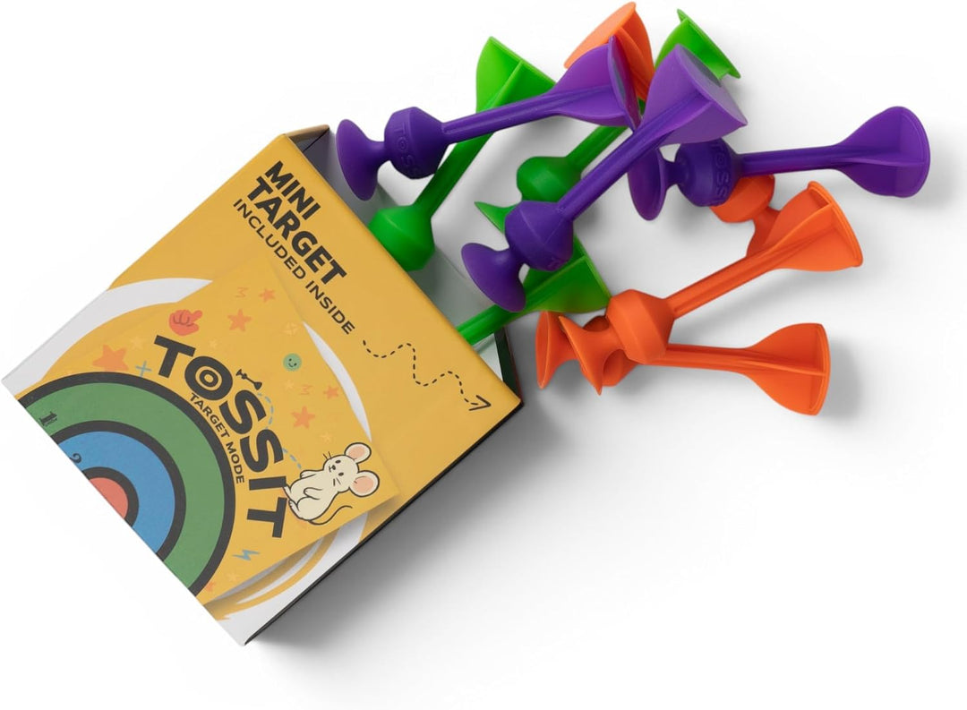 TOSSIT Mini Darts, Saugnapf-Dartspiel, Pétanque Indoor Outdoor für Wand und Boden, Robustes Silikon,
