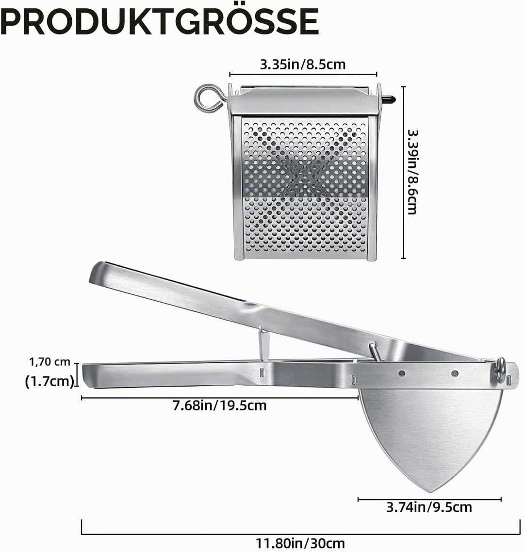 Kartoffelpresse, Sopito Kartoffelpresse Edelstahl Essen Obst und Gemüse kartoffelstampfer für Cremig