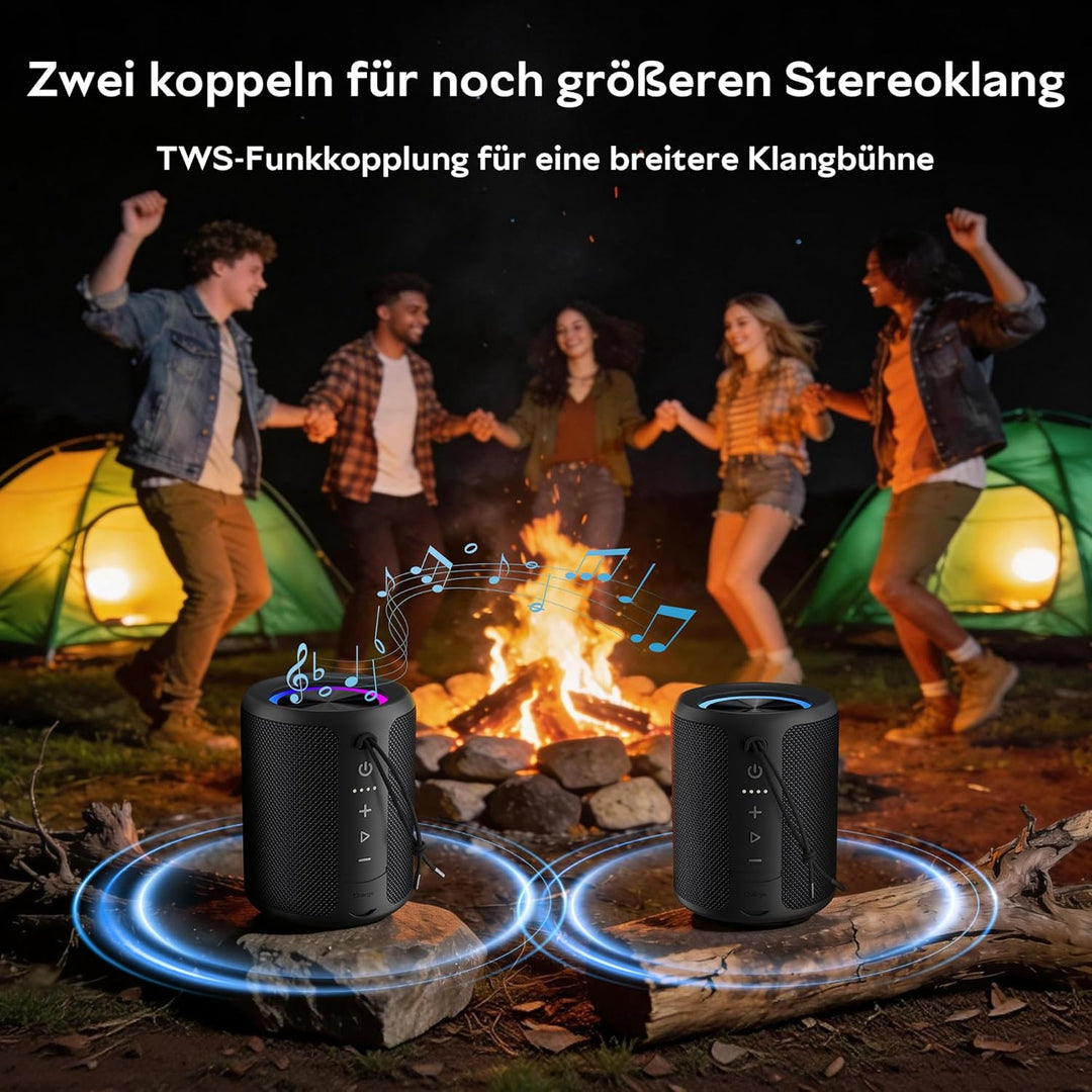 Bluetooth Lautsprecher, Tragbarer Lautsprecher Kabelloser mit IPX7 wasserdicht, Fantastischer Sound,