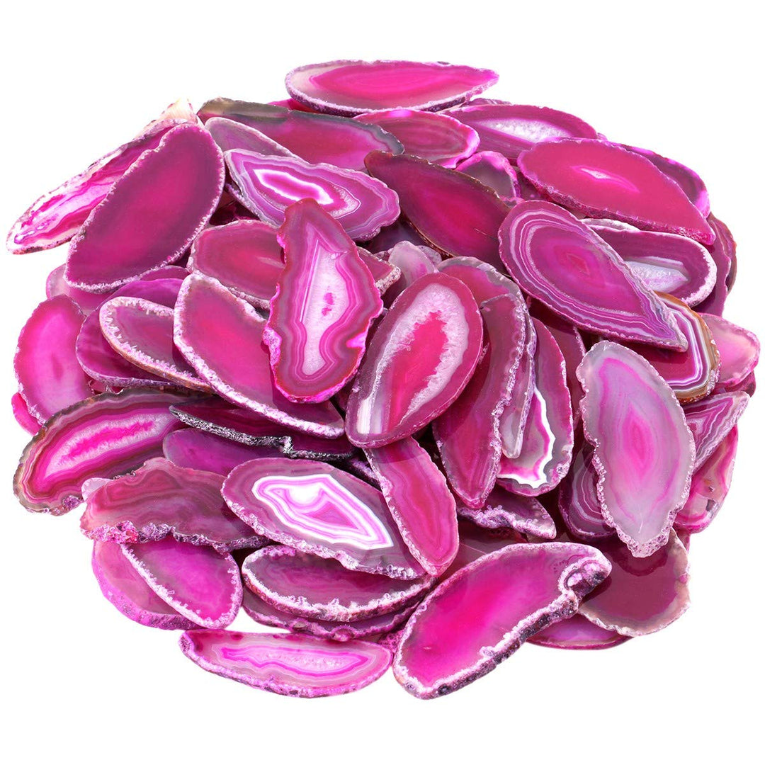 mookaitedecor 12 Stück Natürliche Geode Achat Scheiben, unregelmässige poliert Achat Edelsteine Name