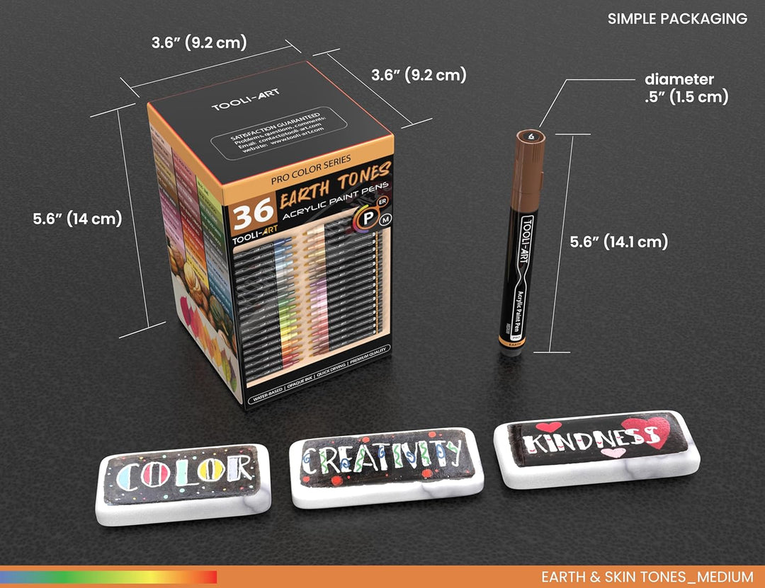 36 Acrylstifte Haut- und Erdton-Marker-Set für Felsmalerei, Leinwand, Tassen Glas Kunststoff Holz, M
