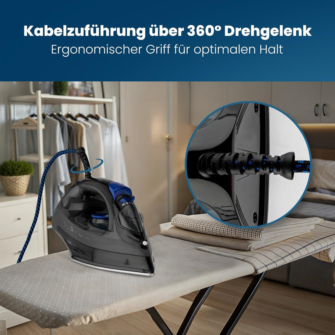 Clatronic® Dampfbügeleisen | 7 Funktionen | 150 ml Wassertank | 1800 Watt | Bügeleisen | Selbstreini