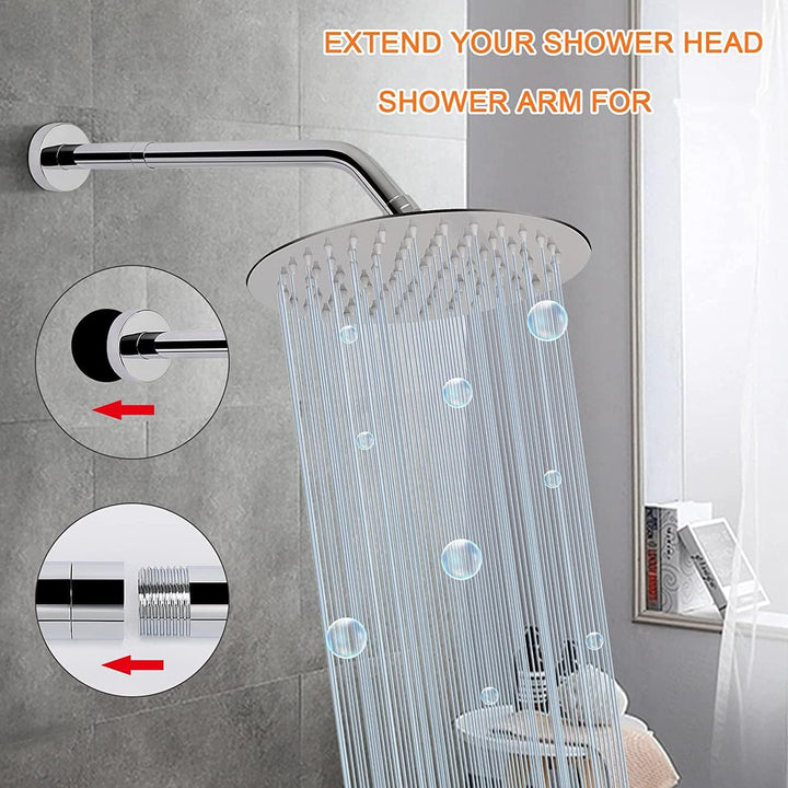 Duschkopf Verlängerung Chrom 30cm, Edelstahl Dusche, Handbrause Verlängerung, Badezimmer Duschkopf V
