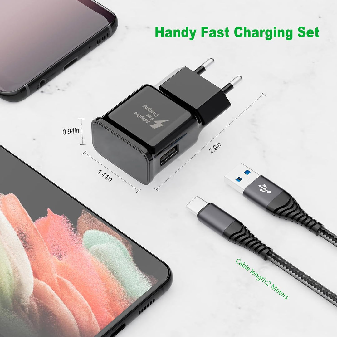 Ladegerät mit ladekabel USB C Nylon Schnellladung für Samsung Galaxy A15 A14 A13 A04s A55 A35 A34 A3