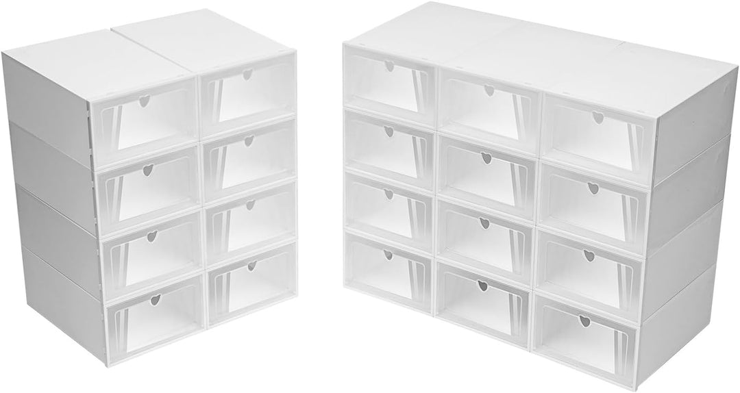 20 Stücke Schuhboxen Stapelbar, Transparent Aufbewahrungsbox mit Deckel Plastik Schuhschachteln Erwe