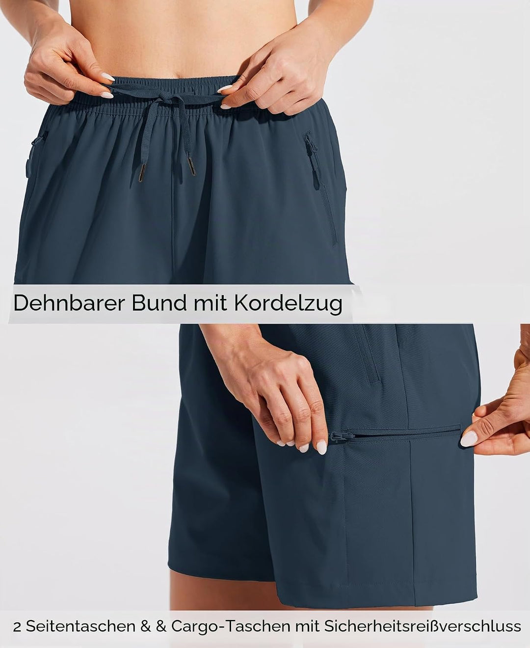 WILLIT Damen Wanderhose Sommer Cargohose schnelltrocknend Wandern Kurz leichte Sport Shorts mit Tasc