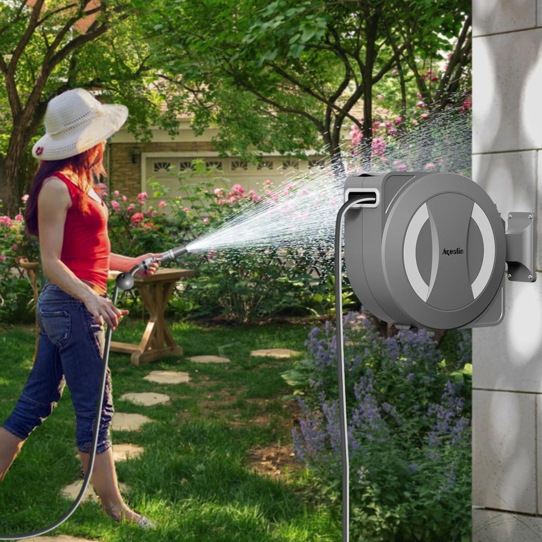 Akku-betriebene einziehbare elektrische Gartenschlauchtrommel‌ Wandmontage-Schlauchtrommel 30m+2m, 1