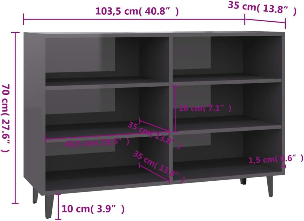 vidaXL Sideboard Beistellschrank Kommode Schrank Anrichte Bücherregal Bücherschrank Mehrzweckschrank