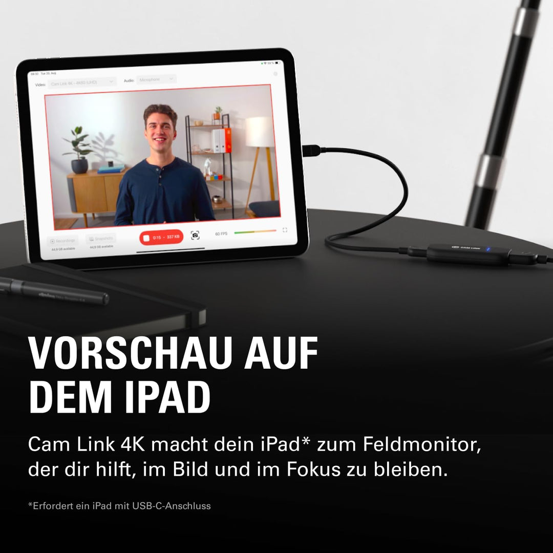 Elgato Cam Link 4K, externe Kamera-Aufnahmekarte, streamen und aufzeichnen mit DSLR, Camcorder, als
