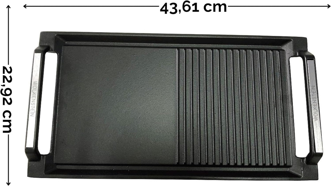 WOLKENSTEIN GP1W Grillplatte Plancha induktionsgeeignet Gusseisen Induktion Kochfeld Grillrost Teppa