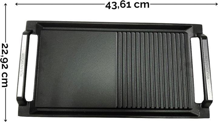 WOLKENSTEIN GP1W Grillplatte Plancha induktionsgeeignet Gusseisen Induktion Kochfeld Grillrost Teppa