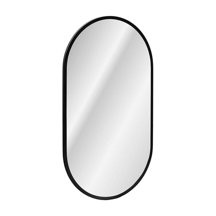 Badezimmer LED Spiegel, oval, in schwarz, B/H/T ca. 50/90/3,5 cm