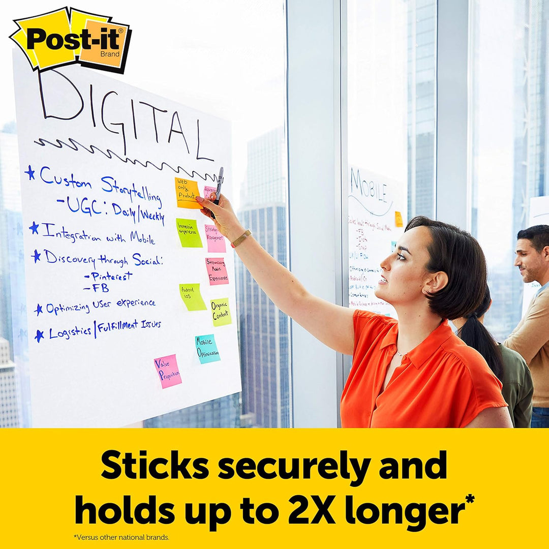 Post-it Super Sticky Meeting Chart Wall Pad, Weiss, unliniert, 2 Blöcke, 584 mm x 508 mm + 8 Command