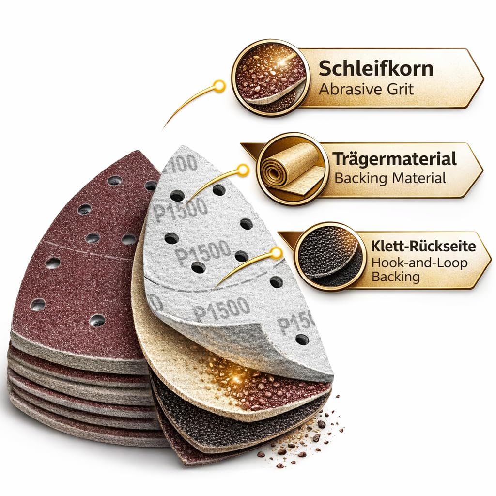 Schleifpapier Dreieckschleifer | Schleifpapier Multischleifer | 240-1.000 Körnung | je 20x Blatt | 1