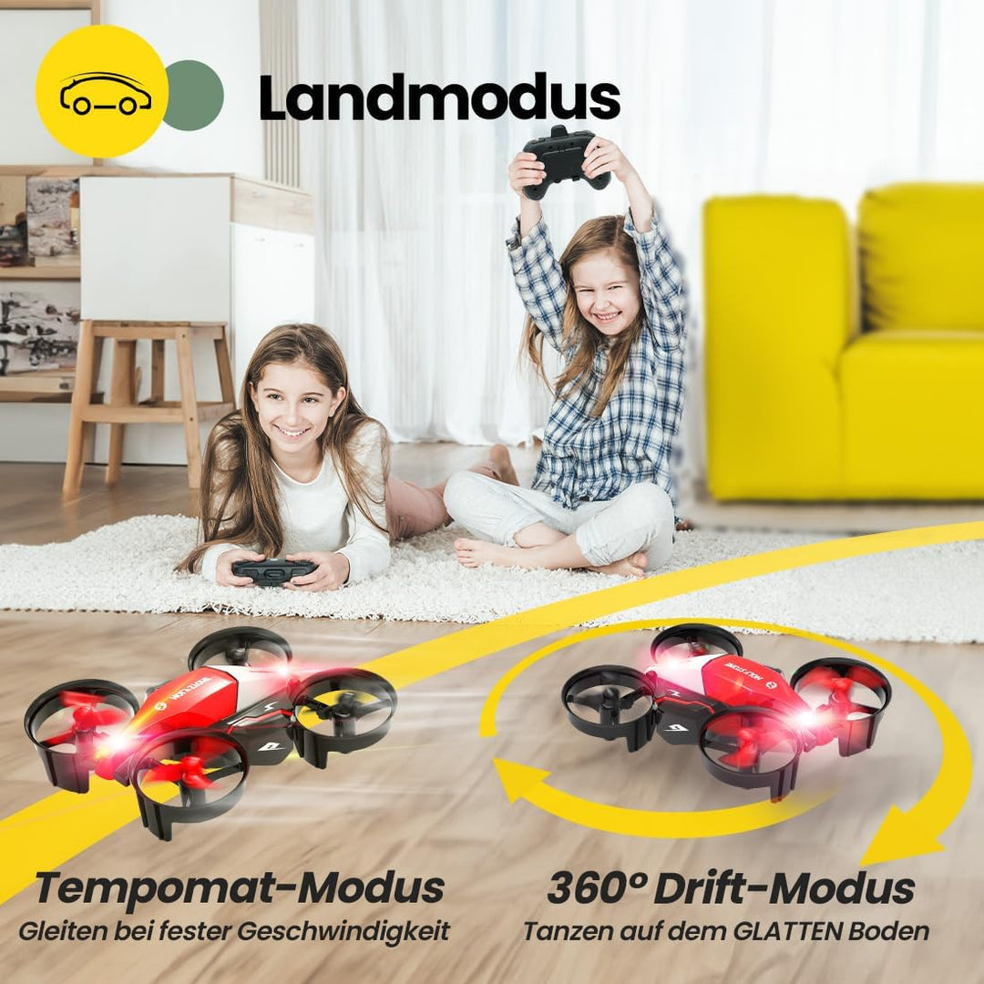 Holy Stone HS210F Mini Drohne für Kinder, 2 in 1 RC Quadrocopter mit Landmodus and Flugmodus, 2 Akku