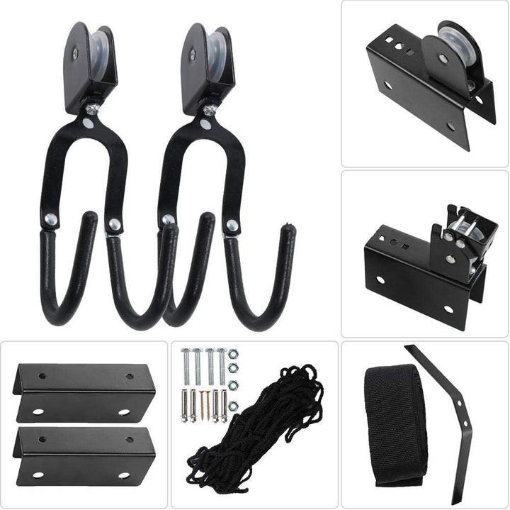 Alomejor Kayak Hoist Lift Hoist System für Kajaks Kanus und Fahrräder Schwarz Finish 125 Pfund Decke