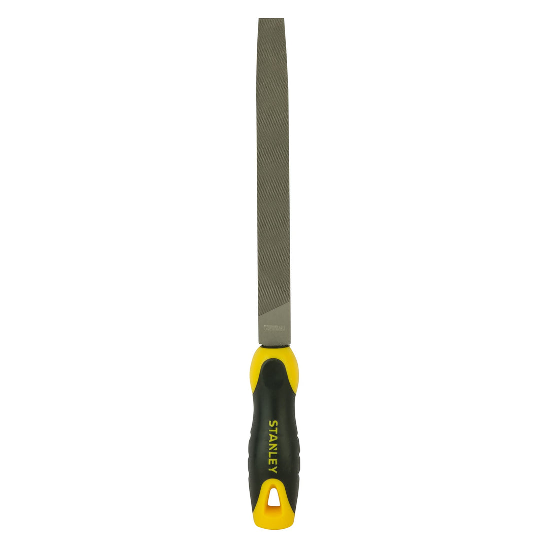 Stanley Halbrundfeile, Hieb 2, 200mm Länge, Karbon-Stahl, ergonomischer Bi-Material Handgriff, Griff