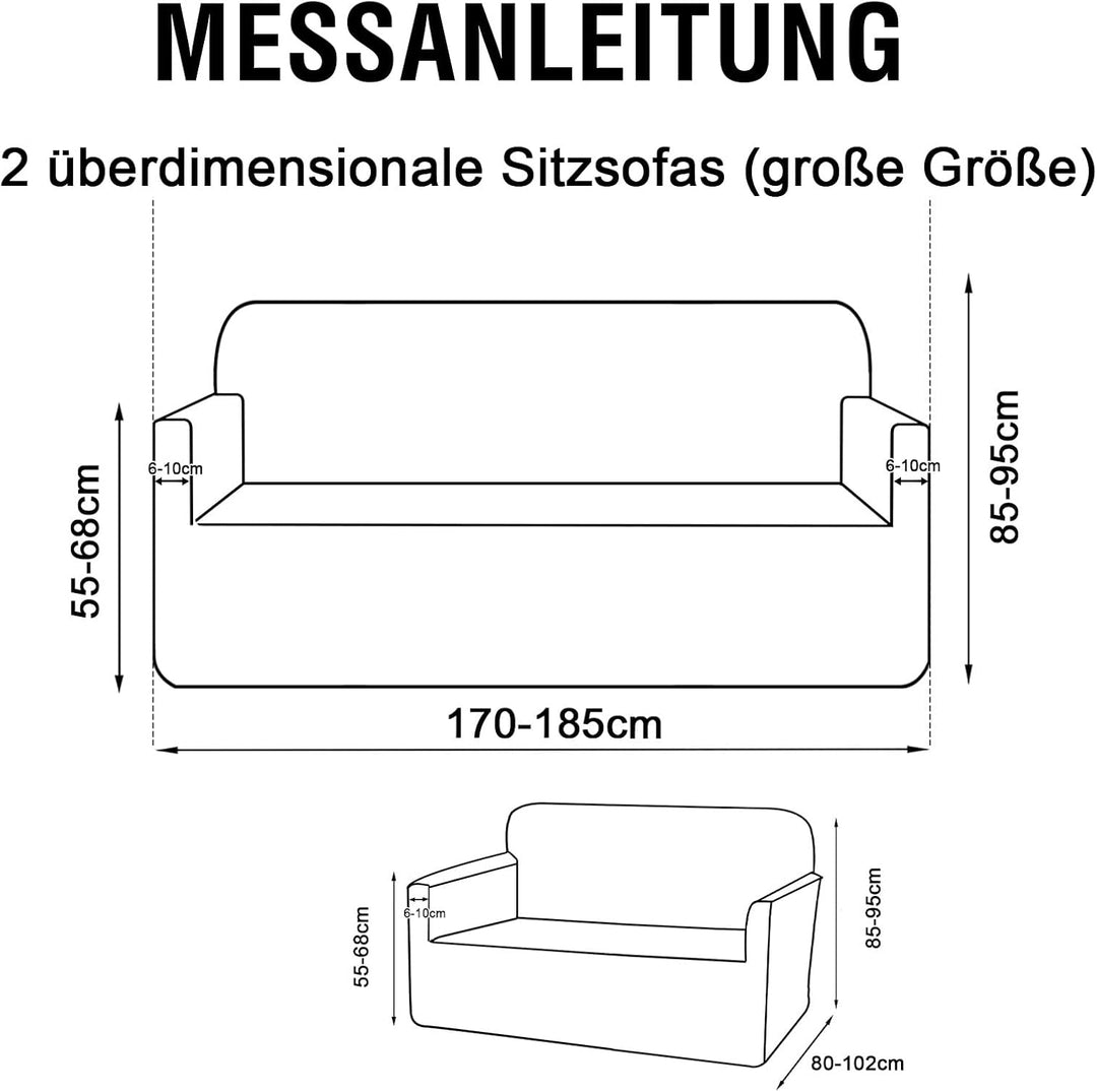 BellaHills Wasserdicht Sofabezug Übergrösse 2 Sitzer (172-190cm), Stretch Sofa Cover, Elastischer So
