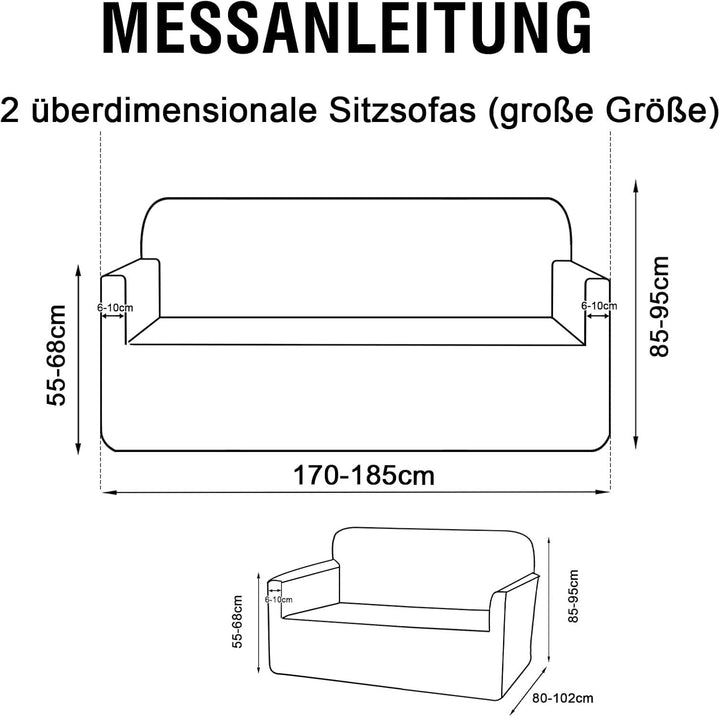 BellaHills Wasserdicht Sofabezug Übergrösse 2 Sitzer (172-190cm), Stretch Sofa Cover, Elastischer So