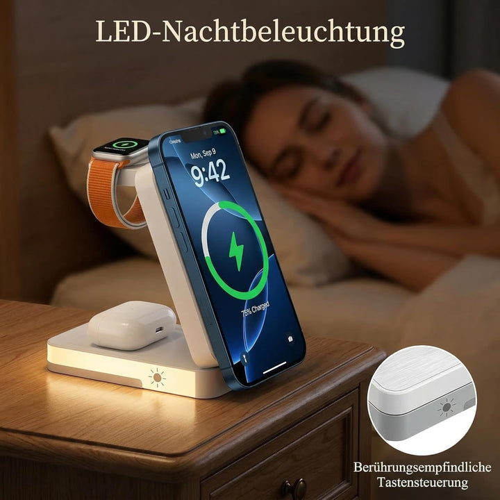 Für Apple 3-in-1 Drahtlose Ladestation, Tragbares Induktionsladegerät für iPhone 16/15/14/13/12 Seri