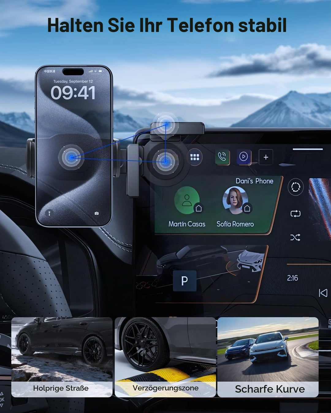 Handyhalterung für Cupr 12,9 Zoll Display, Cupra Formentor, Leon MK4, Born, Terramar 2024-2026 Mini