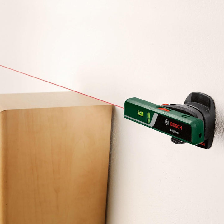 Bosch Laser-Wasserwaage EasyLevel mit Wandhalterung (Laserlinie zur flexiblen Ausrichtung an Wänden