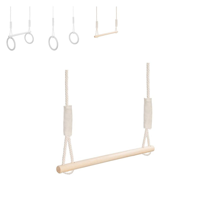 MAMOI® Trapez schaukel, Turnringe aus Holz, Turngeräte für Kinder Indoor und Outdoor, Ringe schaukel
