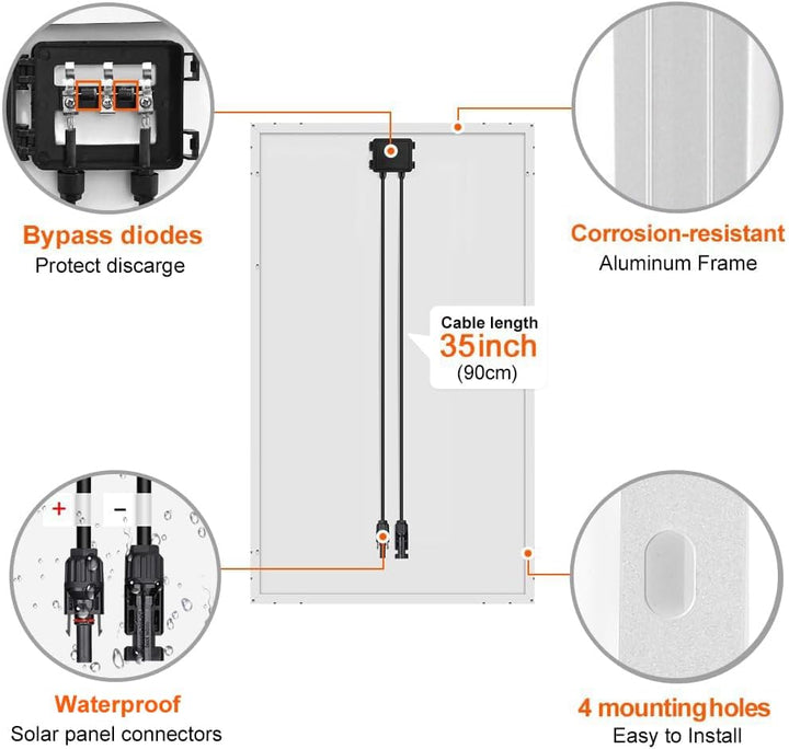 DOKIO Solarpanel 100W 2PC (200W) 18V Monokristallin(Hohe Leistung) Für 12V Kfz Batterie, AGM, Gelbat