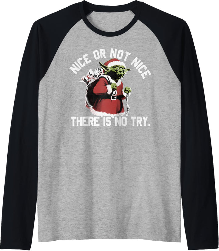 Star Wars Christmas Yoda Nice or Not Nice Raglan