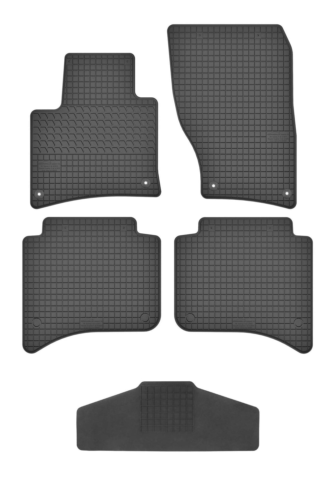 Fussmatten Vorne, Hinten + Tunnel Matte 5er Set für VW Touareg 2 2010-2018 7P Gummi Gummimatten Vorn
