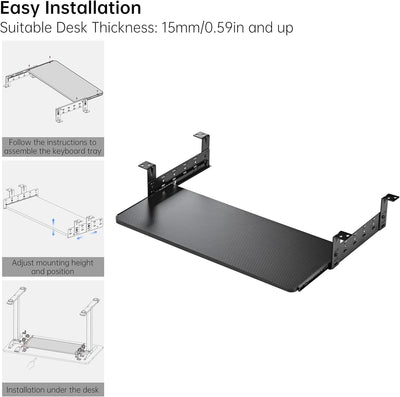 EUREKA ERGONOMIC Tastaturablage Ausziehbare für unter den Schreibtisch, 71x28 cm grosse Computer tas