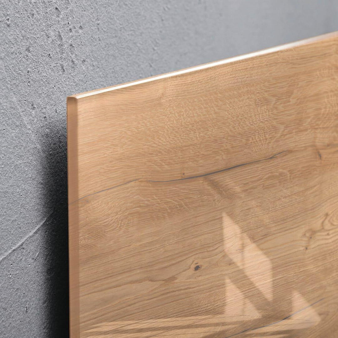SIGEL GL254 Premium Glas-Magnettafel 48 x 48 cm Natural-Wood / Holzoptik hochglänzend, TÜV geprüft,