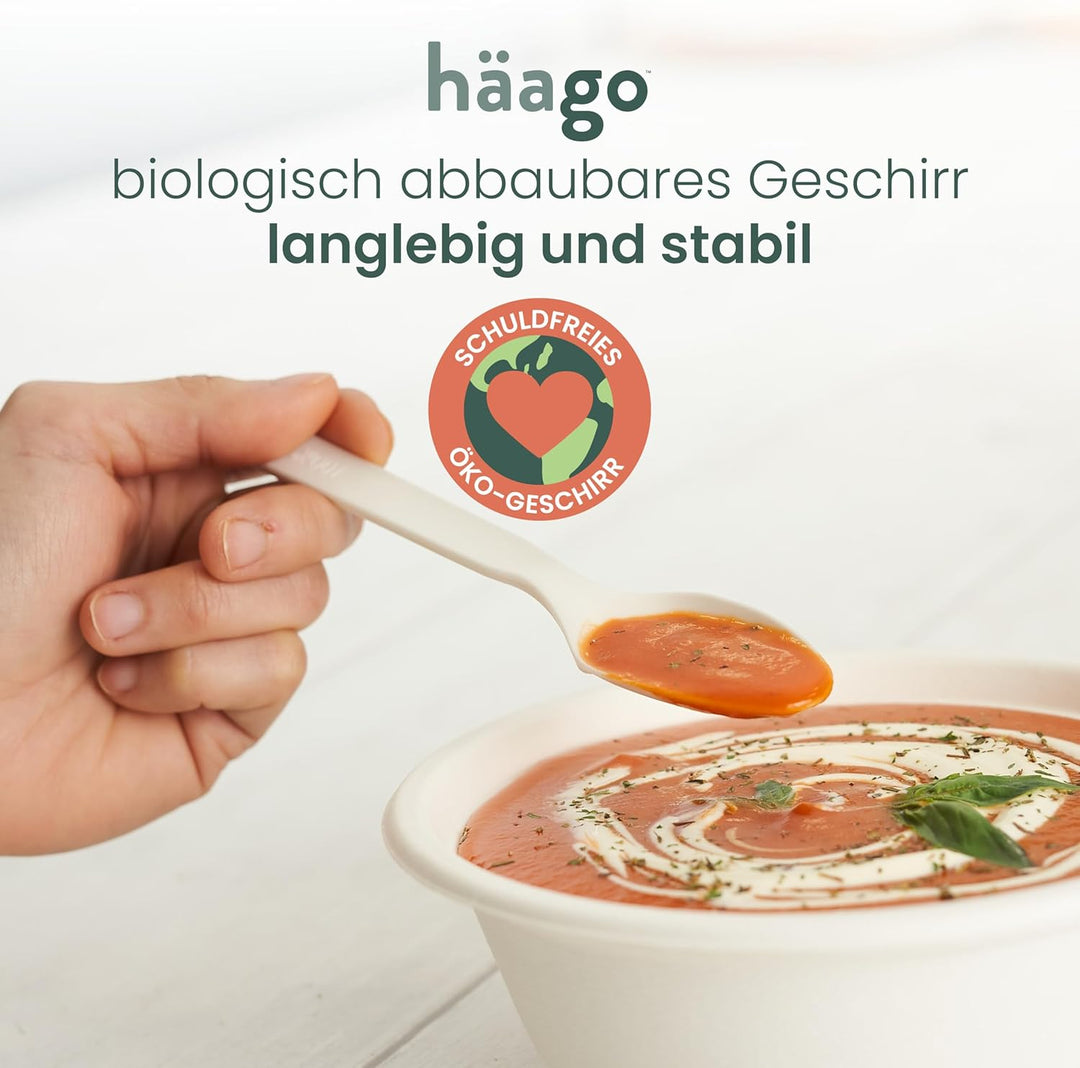 HAAGO - 200 Löffel Besteck Set - Wiederverwendbares, spülmaschinenfestes Hochleistungsbesteck für Pa