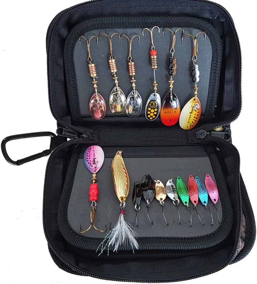 Kylebooker Aufbewahrungstasche für Angelköder Spinner Baits Wallet Case Flies Box Schwarz, Schwarz