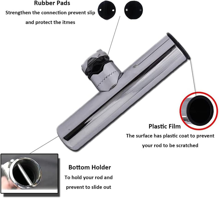 AMYSPORTS Rutenhalter Edelstahl auf Angelrutenhalter für Schienen 3/4" bis 1" 19mm bis 25mm