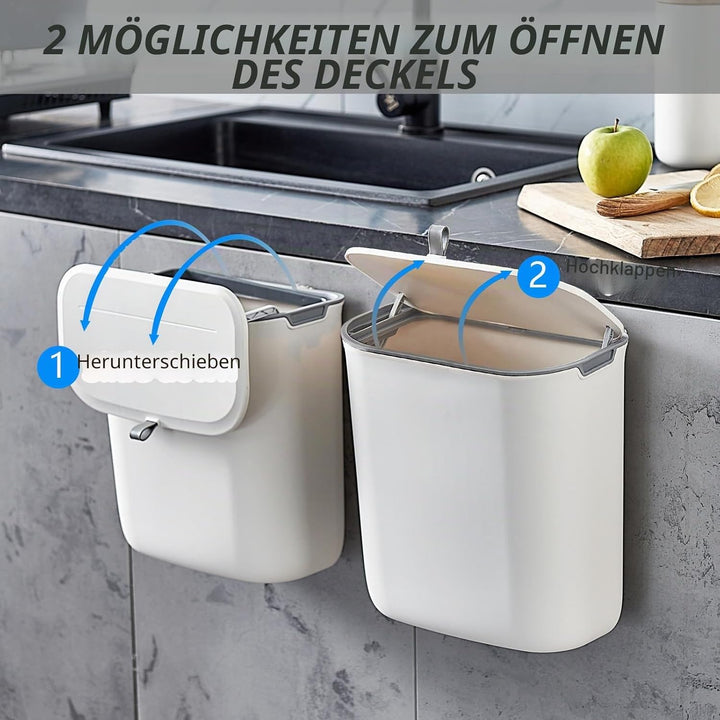 ELPHECO Küchenmülleimer mit Deckel 10L Bio-Mülleimer, hängende Abfallsammler, Kunststoff-Mülleimer f