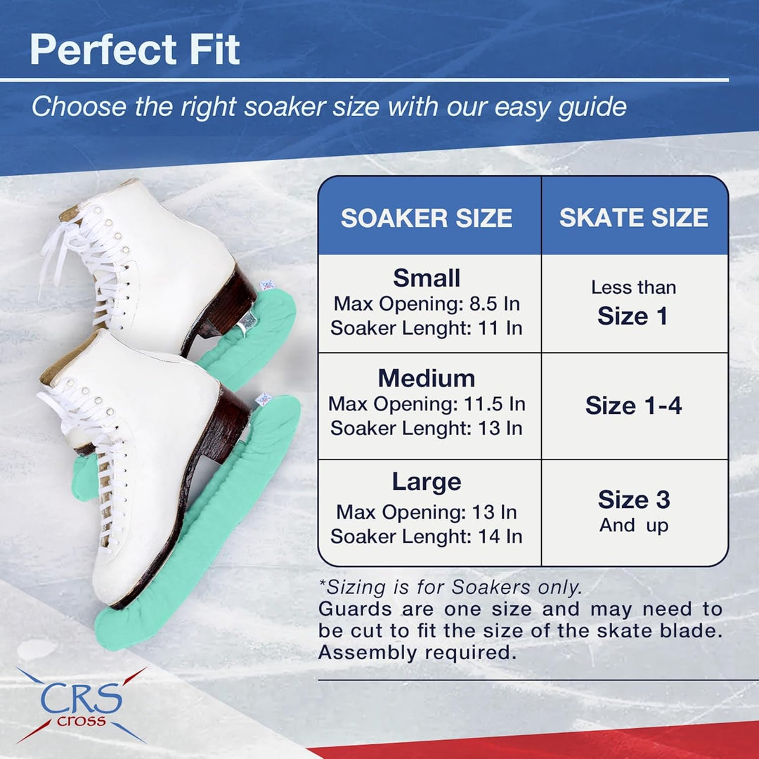 CRS Cross Skate Guards, Soakers & Towel Gift Set - Ice Skating Guards and Soft Skate Blade Covers fo
