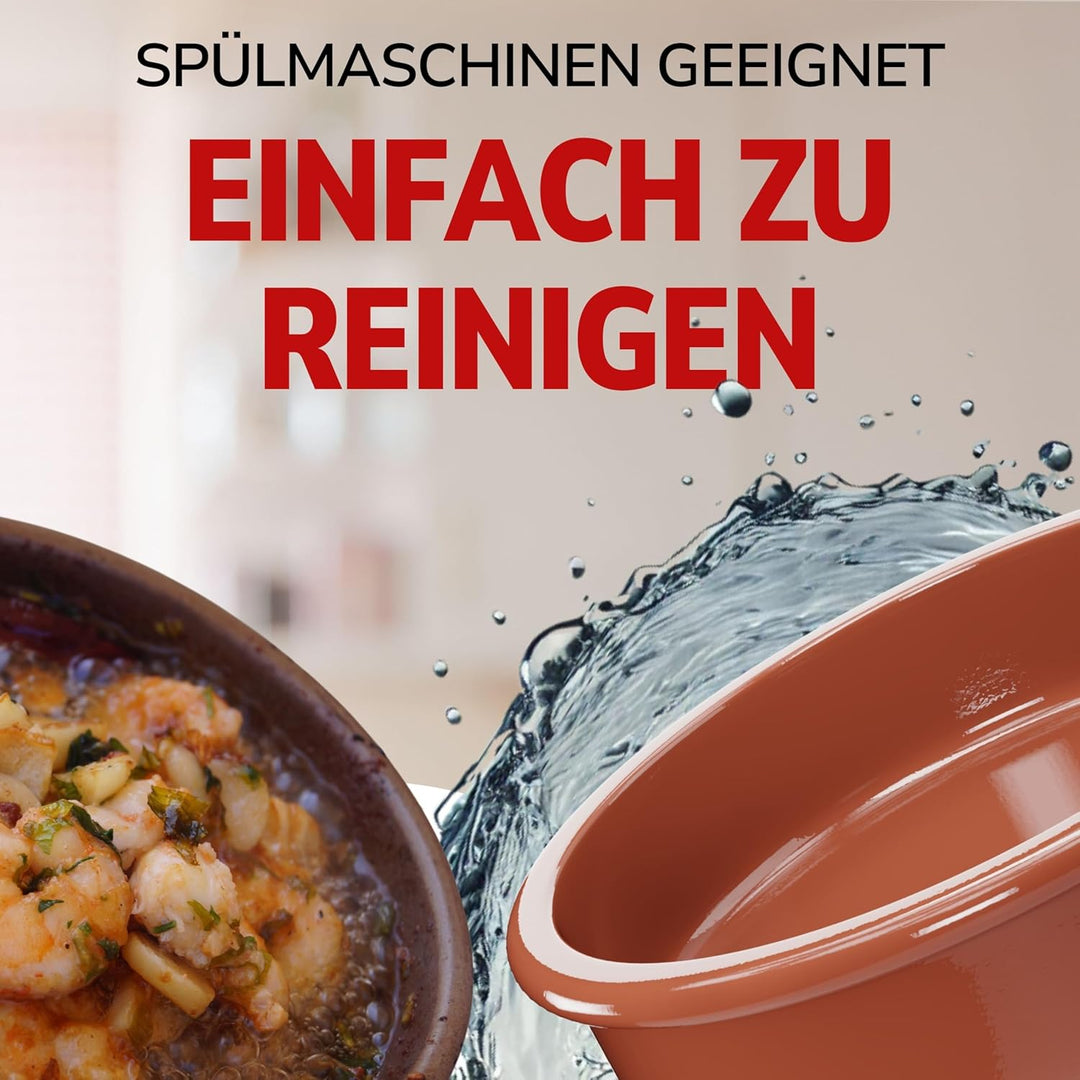 ToCi 6 x Tapas-Schalen Braun Ø 11,5 cm – Spanische Cazuela Schälchen aus Ton 175 ml - Kleine Auflauf