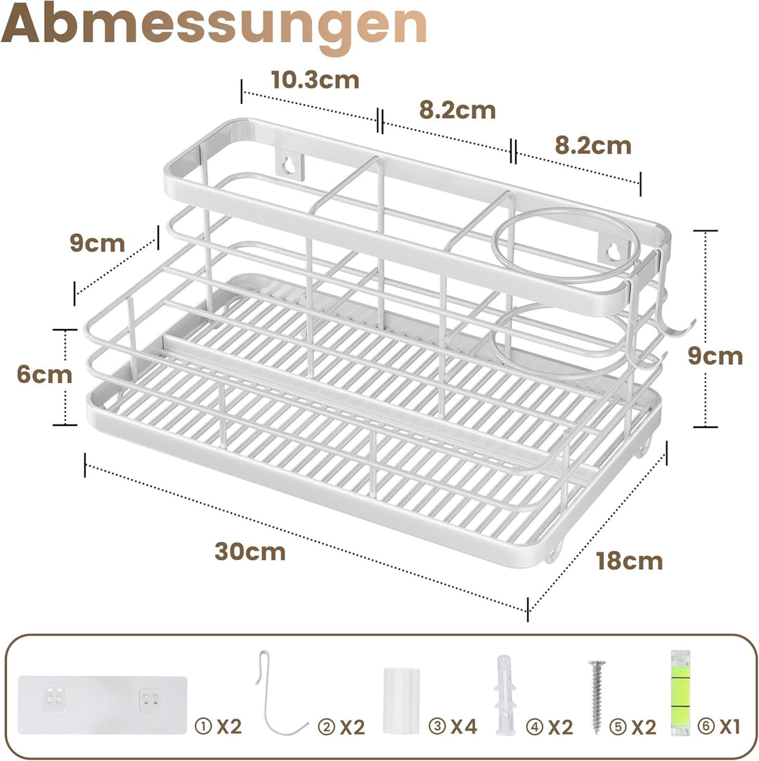 VITVITI Fönhalter ohne Bohren, Haartrocknerhalter aus Metall, Föhn Halterung Wand mit Schrauben und