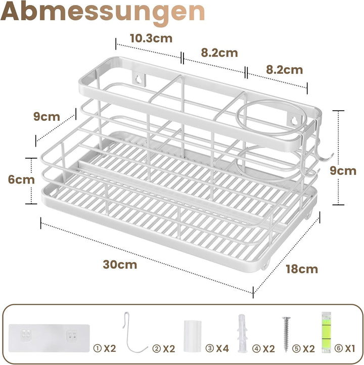 VITVITI Fönhalter ohne Bohren, Haartrocknerhalter aus Metall, Föhn Halterung Wand mit Schrauben und
