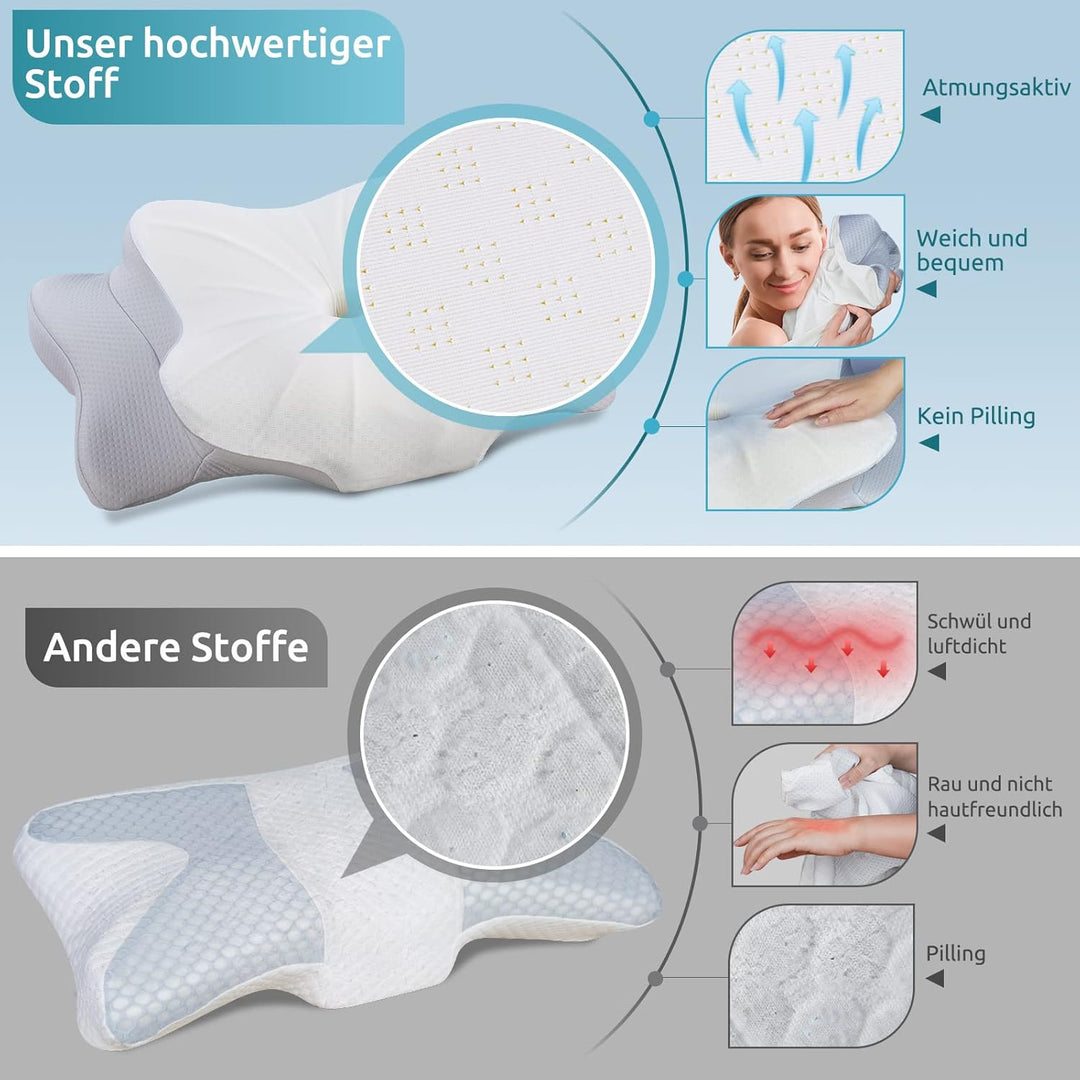 DONAMA Memory Foam Kissen ergonomisches Nackenkissen Kopfkissen Seitenschläferkissen für Seiten, Rüc