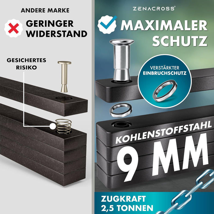 Faltschloss Fahrrad 100 cm – hohe Sicherheit aus Carbonstahl – Faltschloss mit Halterung & 3 Schlüss