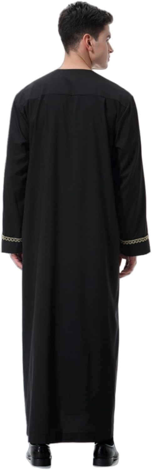Kaftan Herren Lang Gebetskleidung für Männer Islamische Kleidung Herren Muslim Kleid Langarm Arabisc