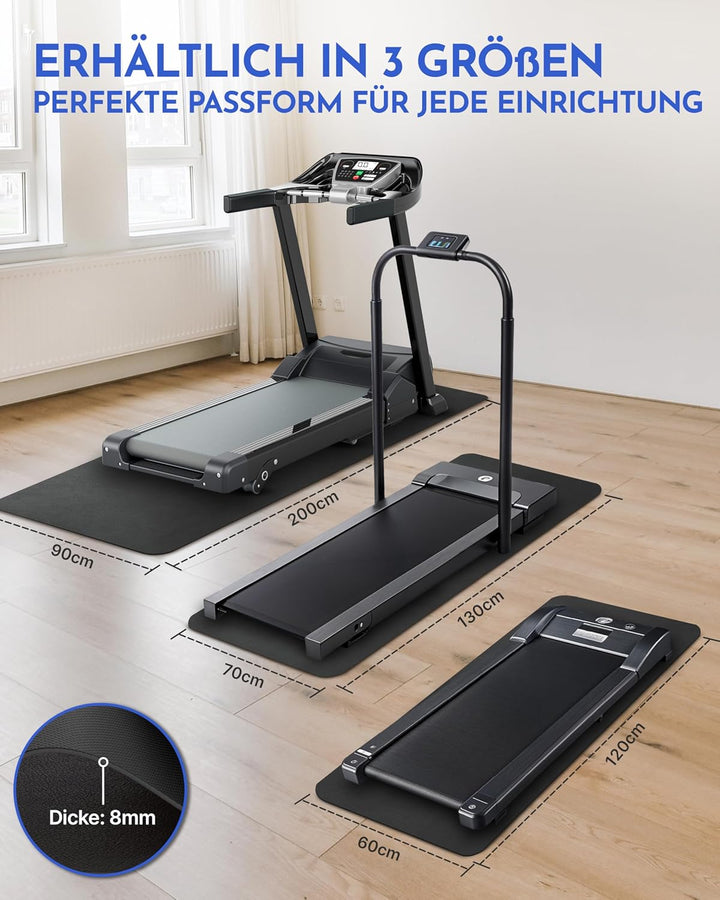 NEOLYMP Bodenschutzmatte Fitnessgerät - Laufband Matte 8mm Dicke - langlebig, rutschfest & stossdämp