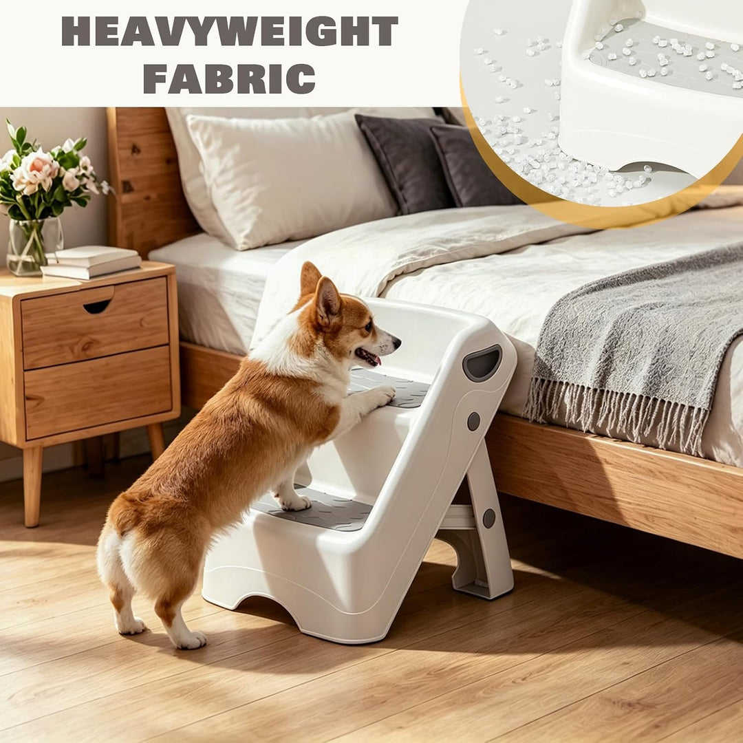 Klappbare Hundetreppe 2 Stufen, gelenkschonende Aufstiegshilfe für Hunde | Haustiertreppe für Bett u