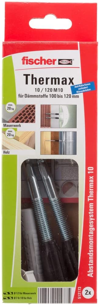 fischer Abstandsmontagesystem Thermax 10/120 M10 (2) für Dämmstoffe, Dämmstoffdübel zur Befestigung