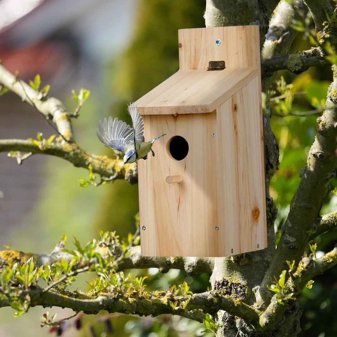 Relaxdays Nistkasten Bausatz für Vögel, 32mm Einflugloch, HBT: 29,5x11,5x17 cm, Vogelhaus zum selber